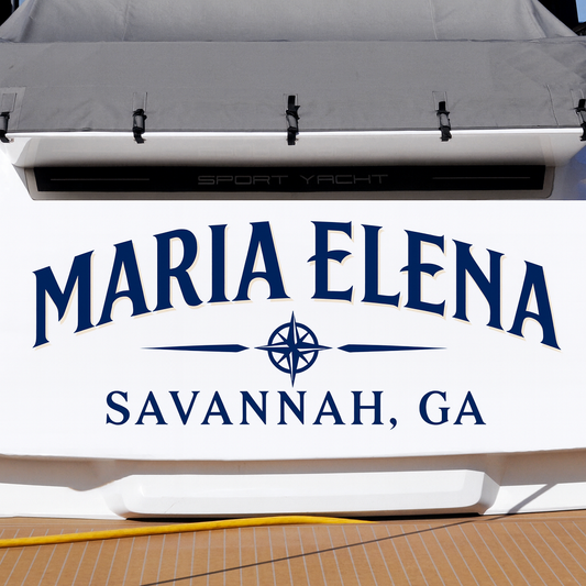 Custom Boat Stern Decal Sticker Sign | Boat Stern Name & Hailing City (Port) Sign