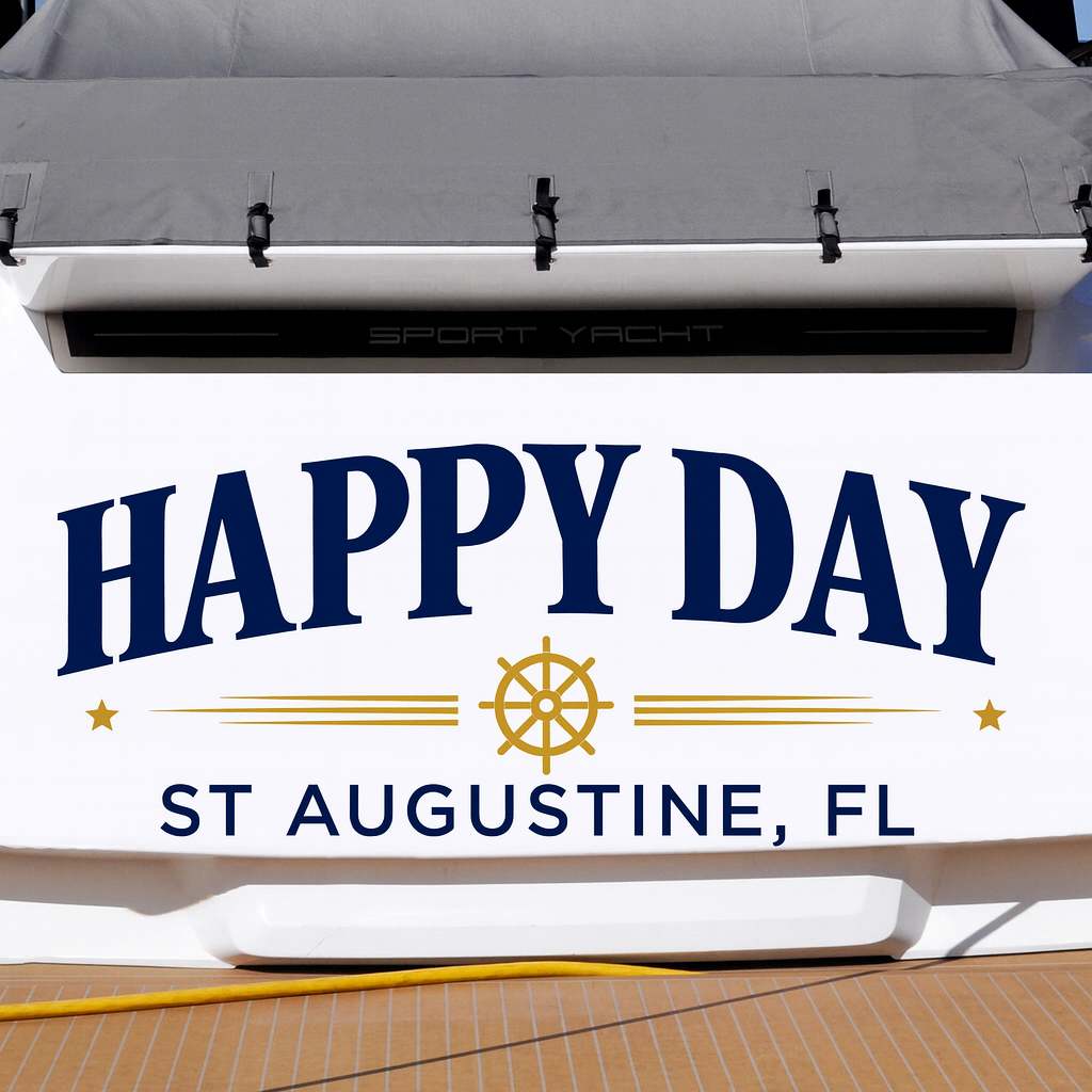 Custom Boat Stern Decal Sticker Sign | Boat Stern Name & Hailing City (Port) Sign