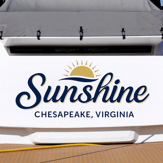 Custom Boat Stern Decal Sticker Sign | Boat Stern Name & Hailing City (Port) Sign