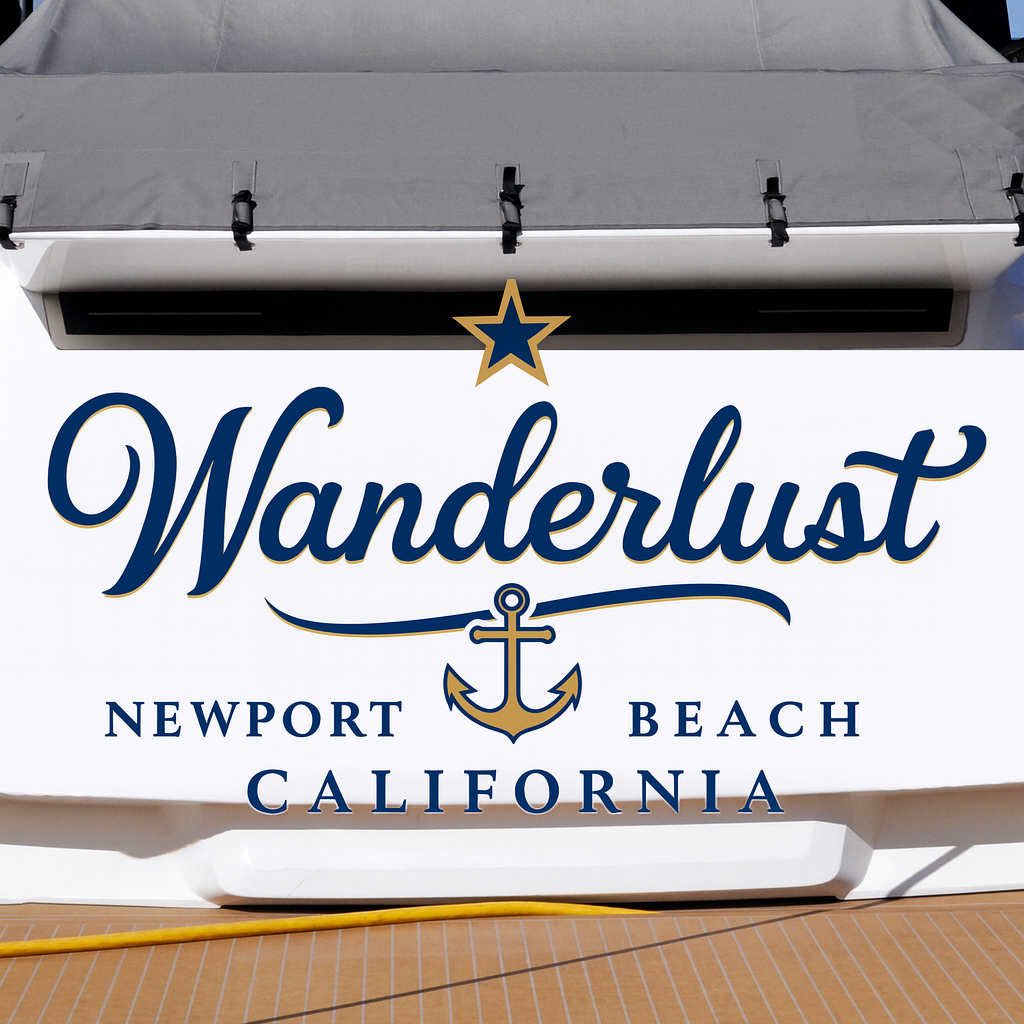 Custom Boat Stern Decal Sticker Sign | Boat Stern Name & Hailing City (Port) Sign