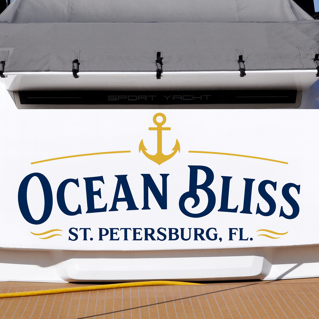Custom Boat Stern Decal Sticker Sign | Boat Stern Name & Hailing City (Port) Sign