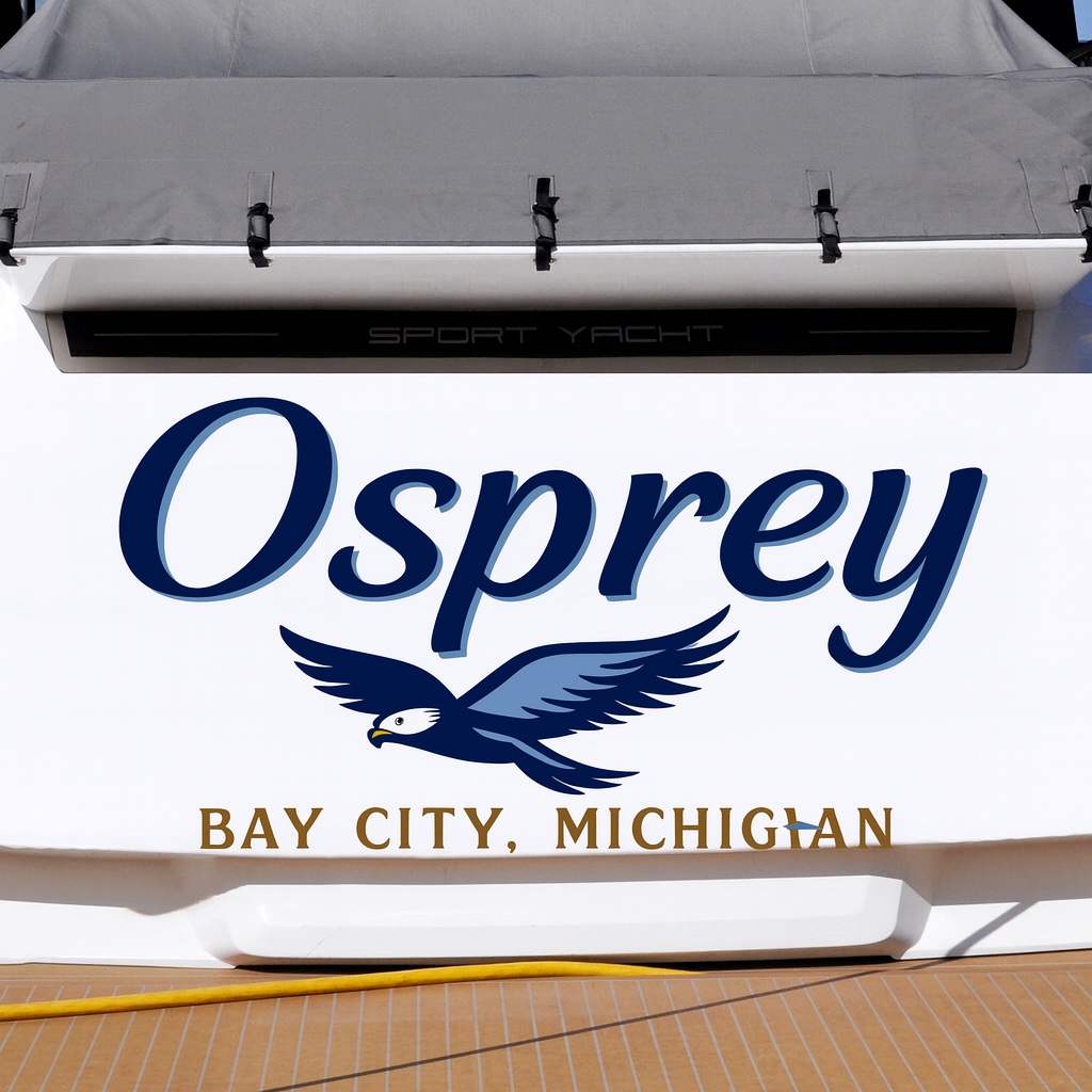 Custom Boat Stern Decal Sticker Sign | Boat Stern Name & Hailing City (Port) Sign