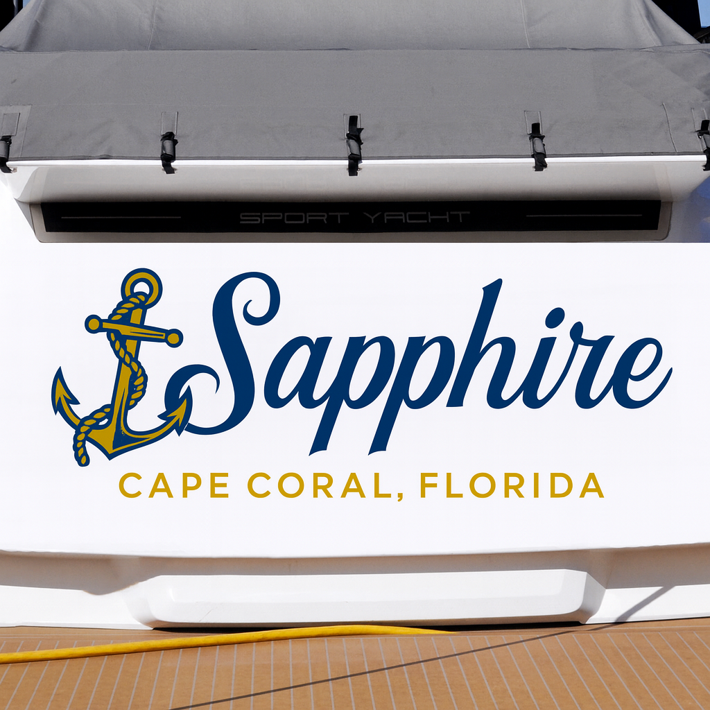 Custom Boat Stern Decal Sticker Sign | Boat Stern Name & Hailing City (Port) Sign