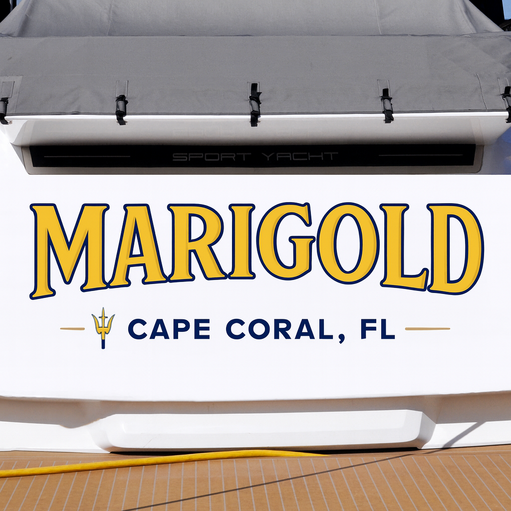 Custom Boat Stern Decal Sticker Sign | Boat Stern Name & Hailing City (Port) Sign