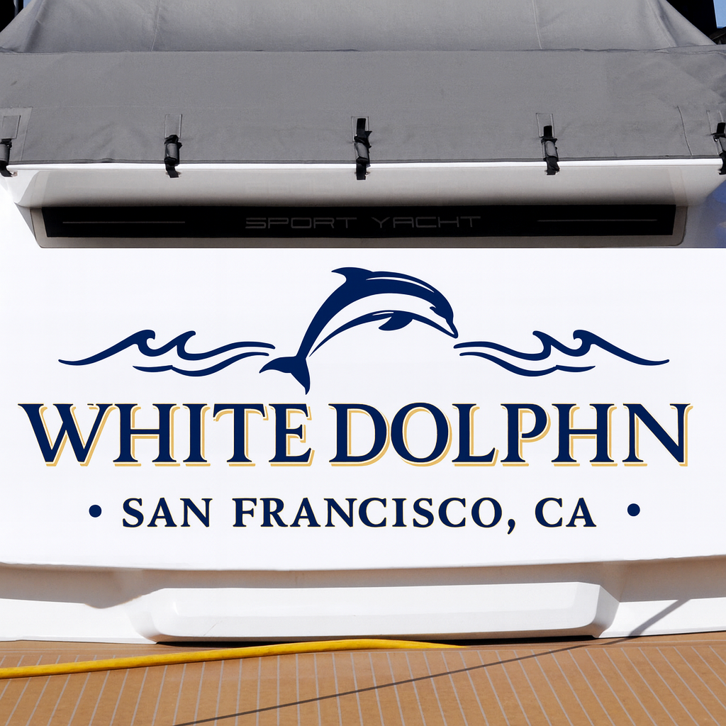 Custom Boat Stern Decal Sticker Sign | Boat Stern Name & Hailing City (Port) Sign