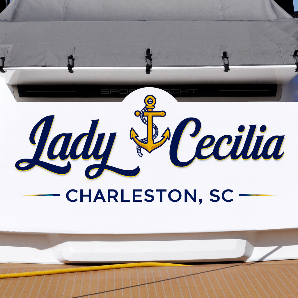 Custom Boat Stern Decal Sticker Sign | Boat Stern Name & Hailing City (Port) Sign