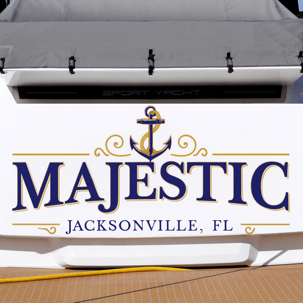 Custom Boat Stern Decal Sticker Sign | Boat Stern Name & Hailing City (Port) Sign