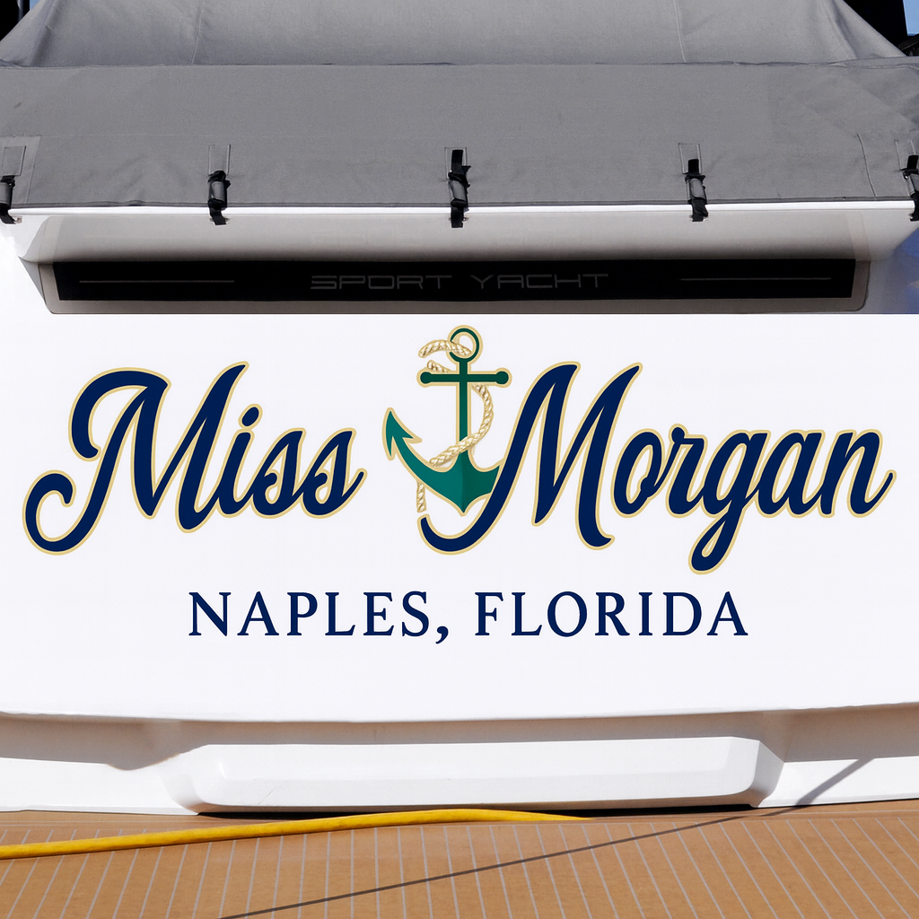 Custom Boat Stern Decal Sticker Sign | Boat Stern Name & Hailing City (Port) Sign