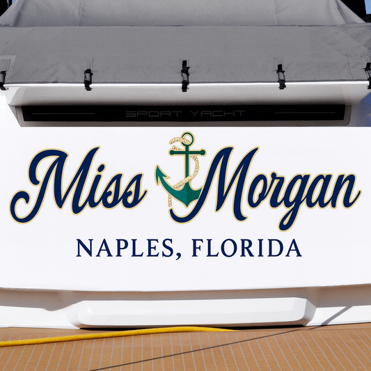 Custom Boat Stern Decal Sticker Sign | Boat Stern Name & Hailing City (Port) Sign