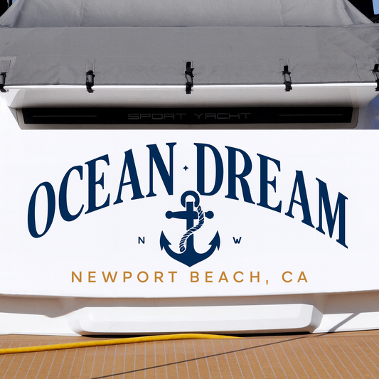 Custom Boat Stern Decal Sticker Sign | Boat Stern Name & Hailing City (Port) Sign