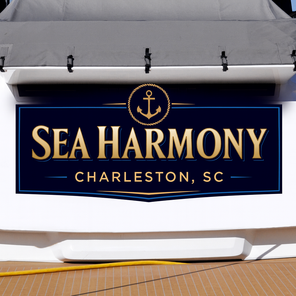 Custom Boat Stern Decal Sticker Sign | Boat Stern Name & Hailing City (Port) Sign