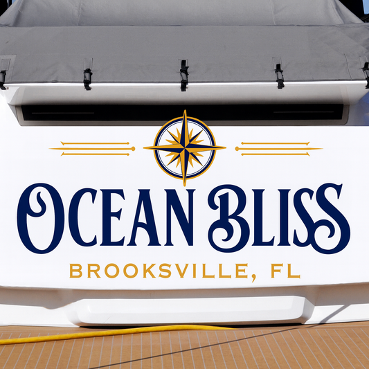 Custom Boat Stern Decal Sticker Sign | Boat Stern Name & Hailing City (Port) Sign