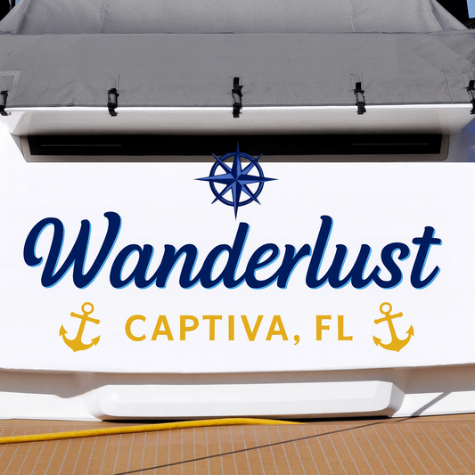 Custom Boat Stern Decal Sticker Sign | Boat Stern Name & Hailing City (Port) Sign
