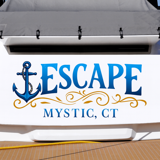 Custom Boat Stern Decal Sticker Sign | Boat Stern Name & Hailing City (Port) Sign