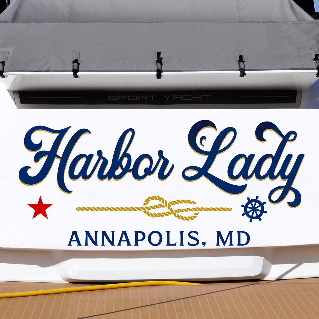 Custom Boat Stern Decal Sticker Sign | Boat Stern Name & Hailing City (Port) Sign