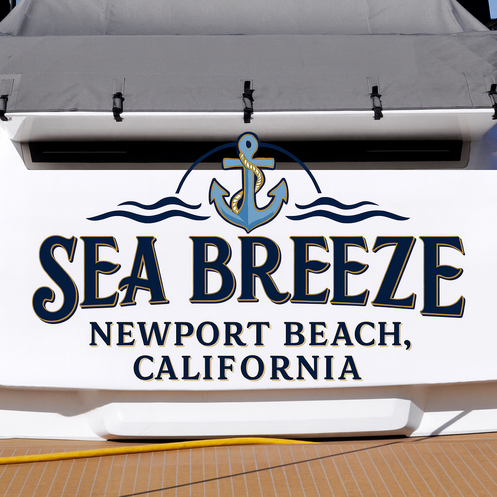 Custom Boat Stern Decal Sticker Sign | Boat Stern Name & Hailing City (Port) Sign