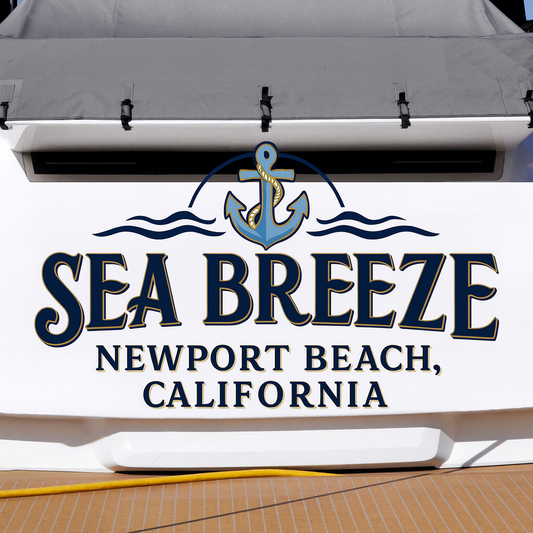 Custom Boat Stern Decal Sticker Sign | Boat Stern Name & Hailing City (Port) Sign