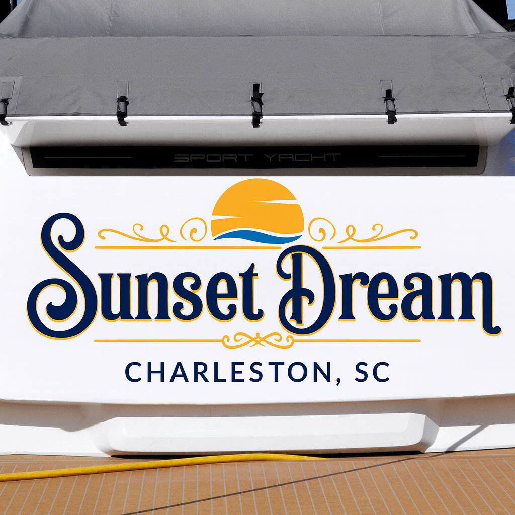 Custom Boat Stern Decal Sticker Sign | Boat Stern Name & Hailing City (Port) Sign