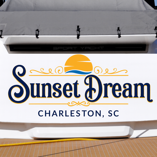 Custom Boat Stern Decal Sticker Sign | Boat Stern Name & Hailing City (Port) Sign