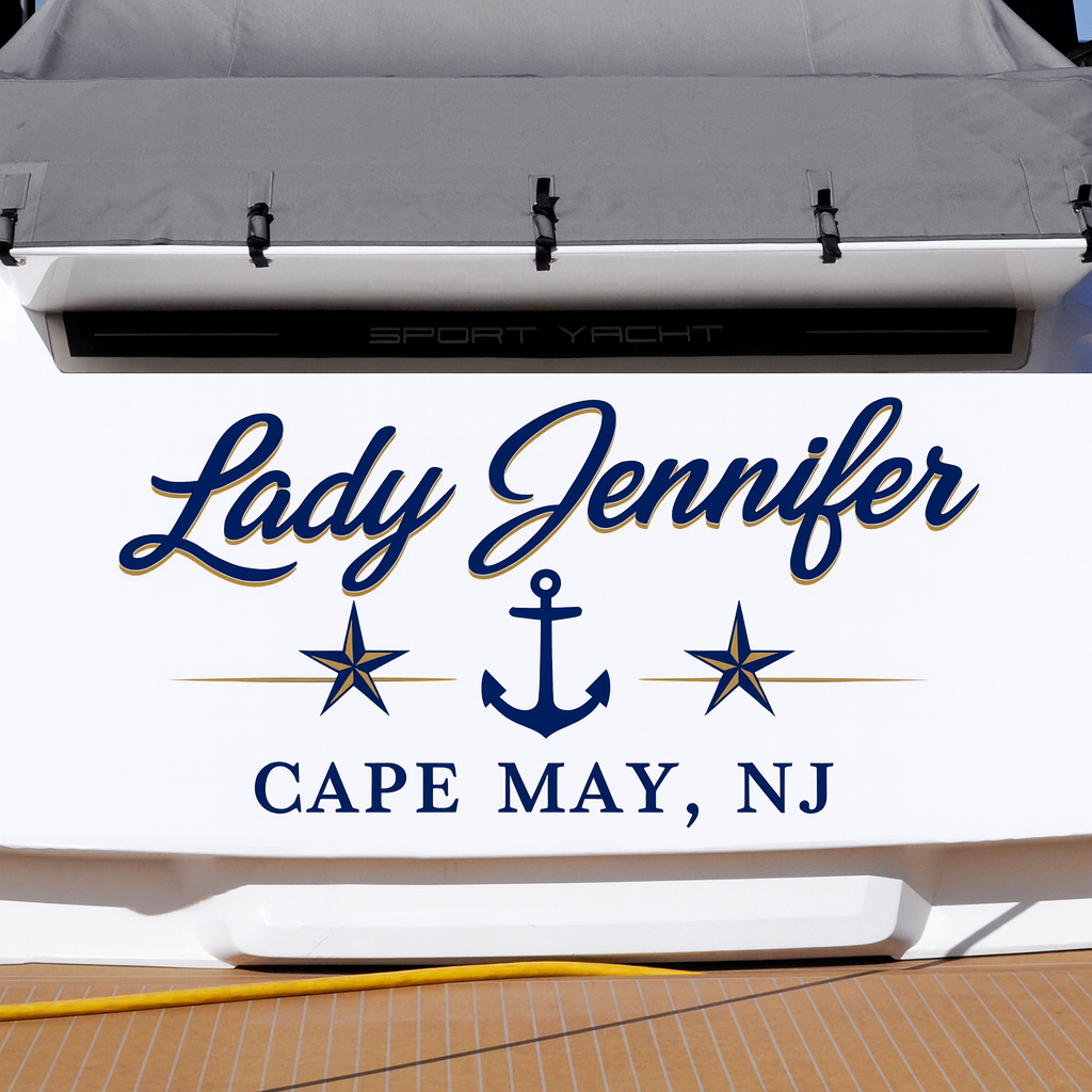 Custom Boat Stern Decal Sticker Sign | Boat Stern Name & Hailing City (Port) Sign