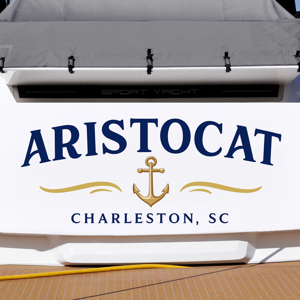 Custom Boat Stern Decal Sticker Sign | Boat Stern Name & Hailing City (Port) Sign