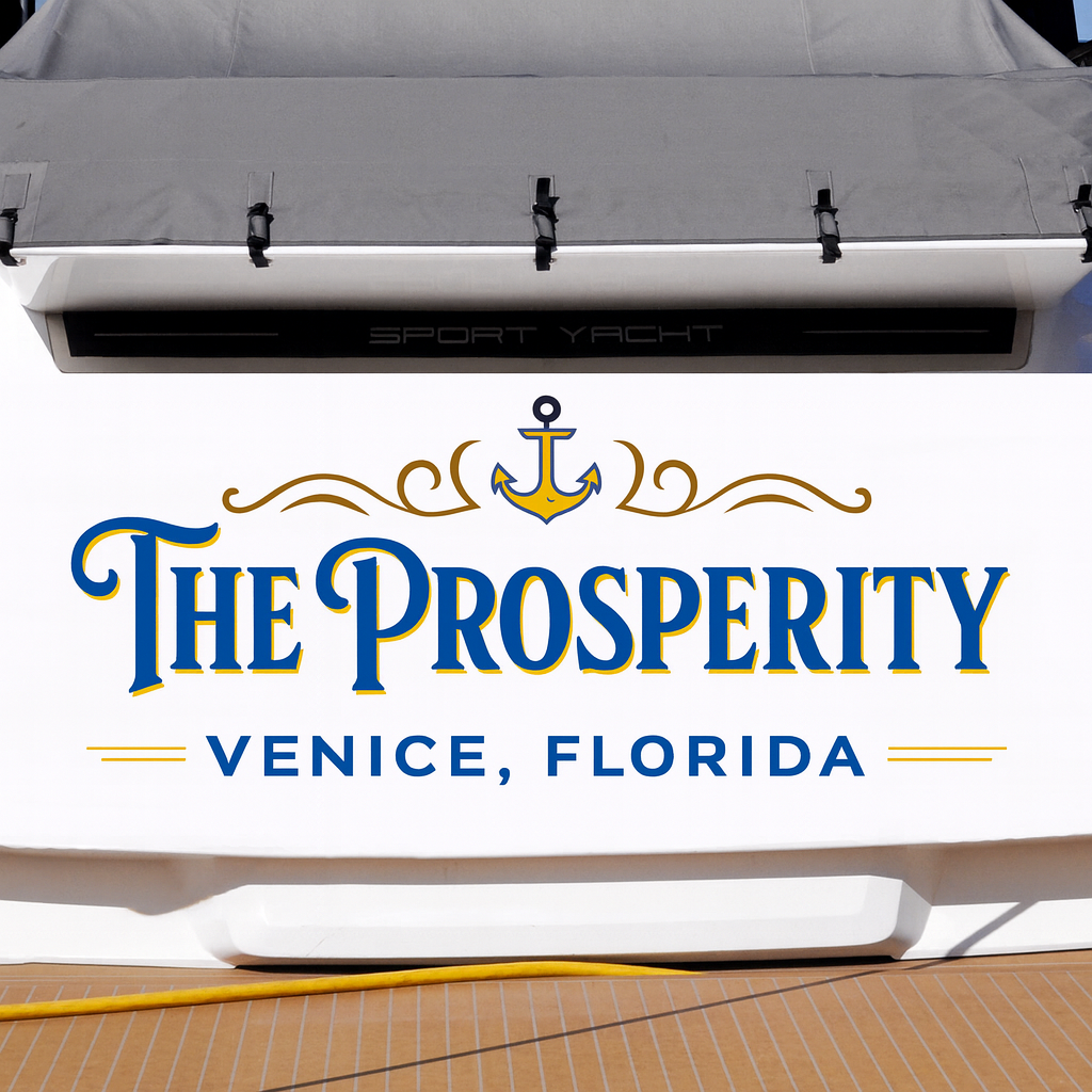 Custom Boat Stern Decal Sticker Sign | Boat Stern Name & Hailing City (Port) Sign