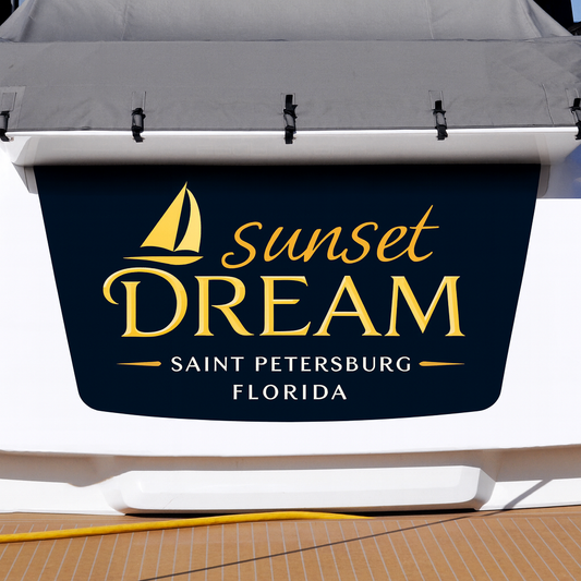 Custom Boat Stern Decal Sticker Sign | Boat Stern Name & Hailing City (Port) Sign