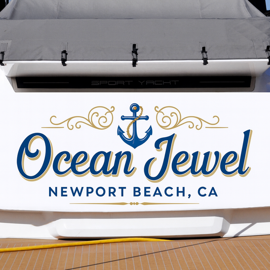 Custom Boat Stern Decal Sticker Sign | Boat Stern Name & Hailing City (Port) Sign