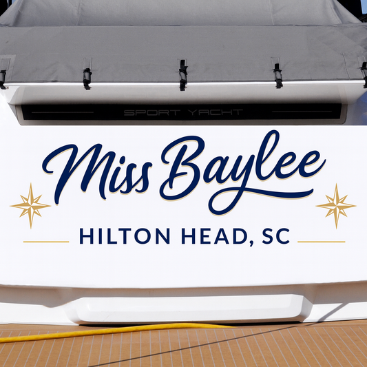 Custom Boat Stern Decal Sticker Sign | Boat Stern Name & Hailing City (Port) Sign