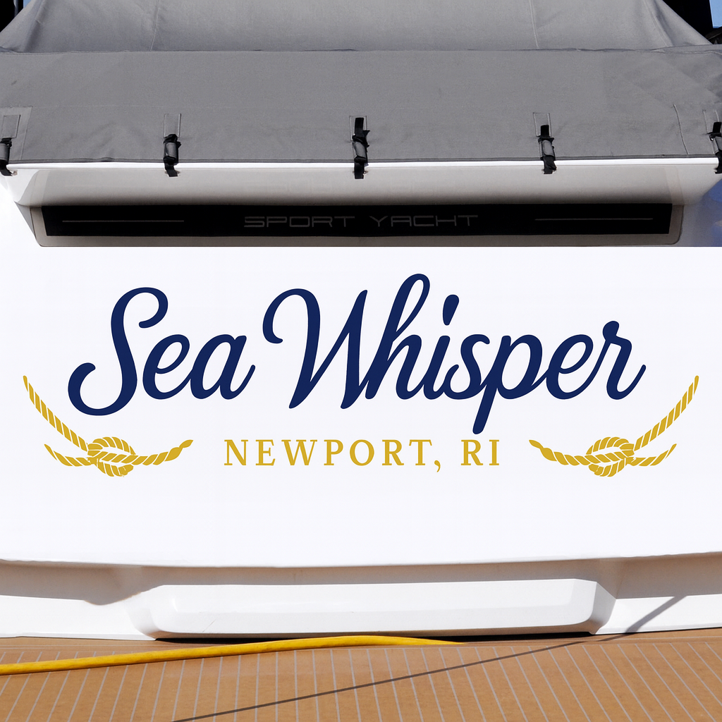 Custom Boat Stern Decal Sticker Sign | Boat Stern Name & Hailing City (Port) Sign