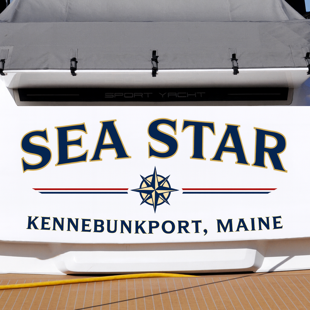 Custom Boat Stern Decal Sticker Sign | Boat Stern Name & Hailing City (Port) Sign