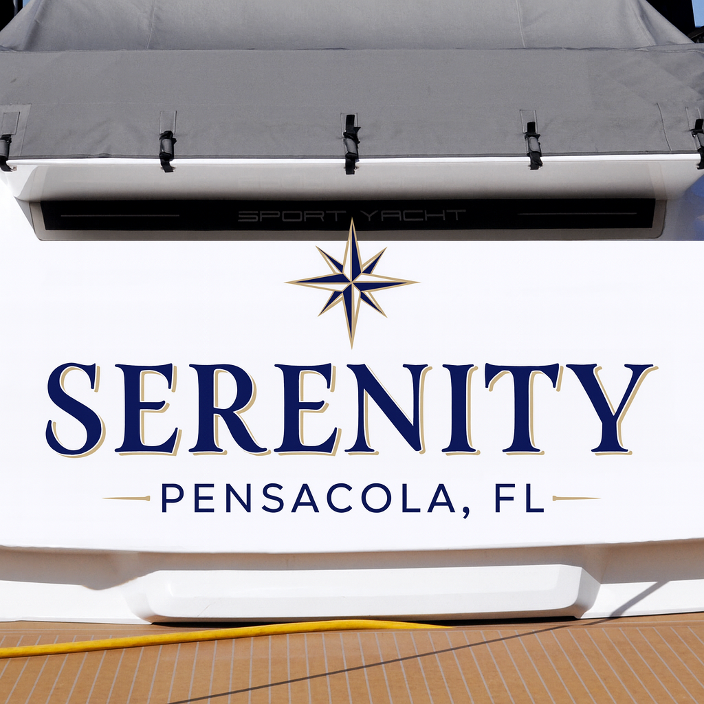 Custom Boat Stern Decal Sticker Sign | Boat Stern Name & Hailing City (Port) Sign