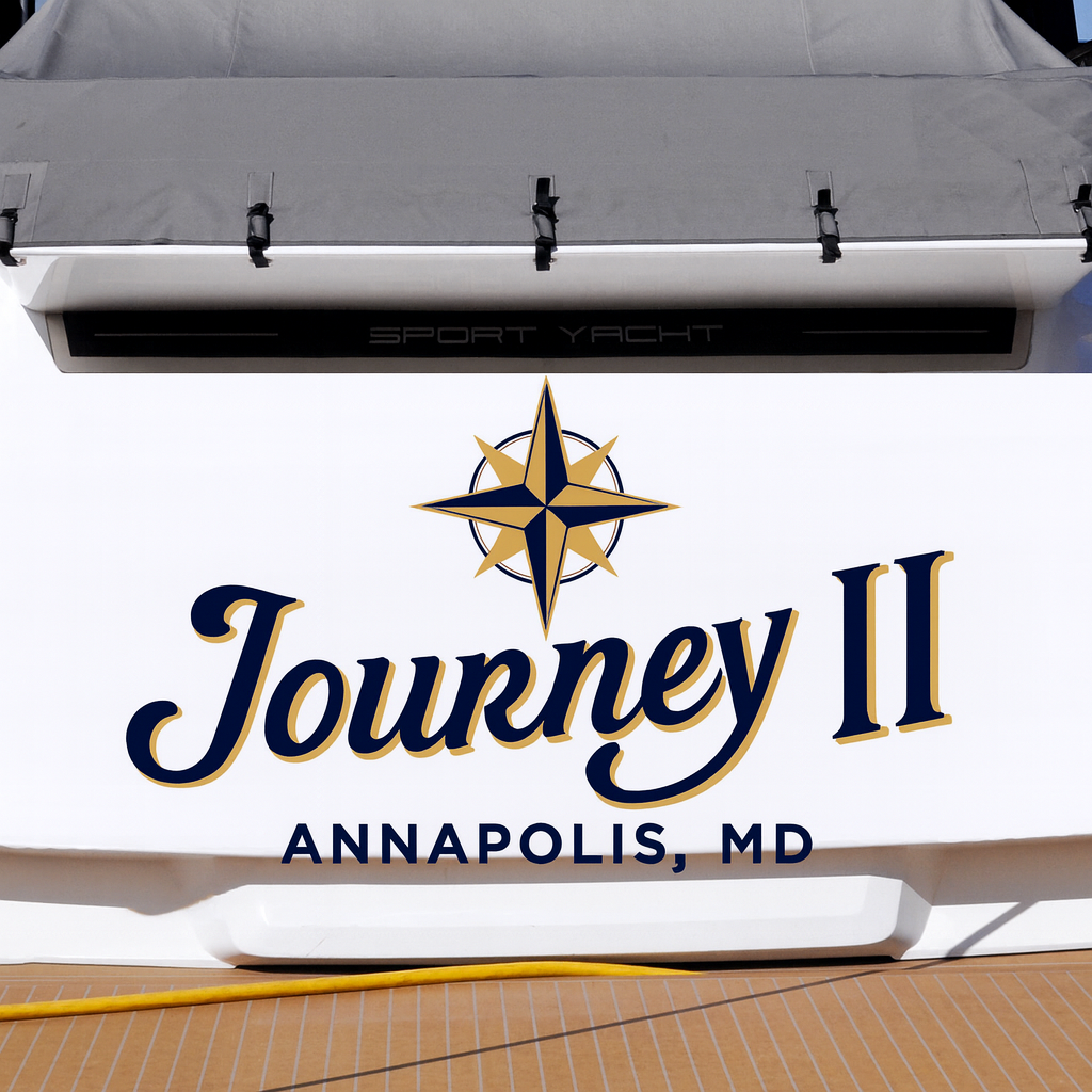 Custom Boat Stern Decal Sticker Sign | Boat Stern Name & Hailing City (Port) Sign