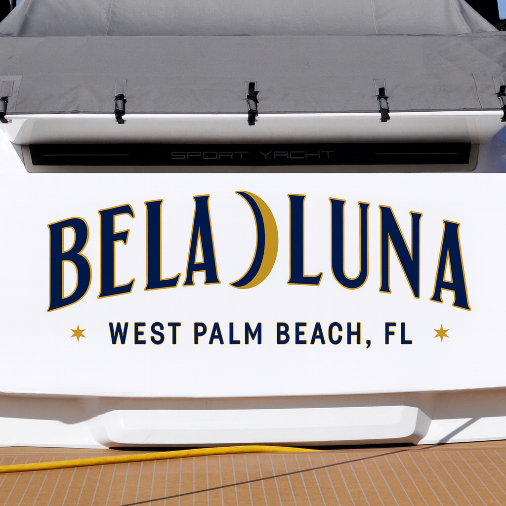 Custom Boat Stern Decal Sticker Sign | Boat Stern Name & Hailing City (Port) Sign