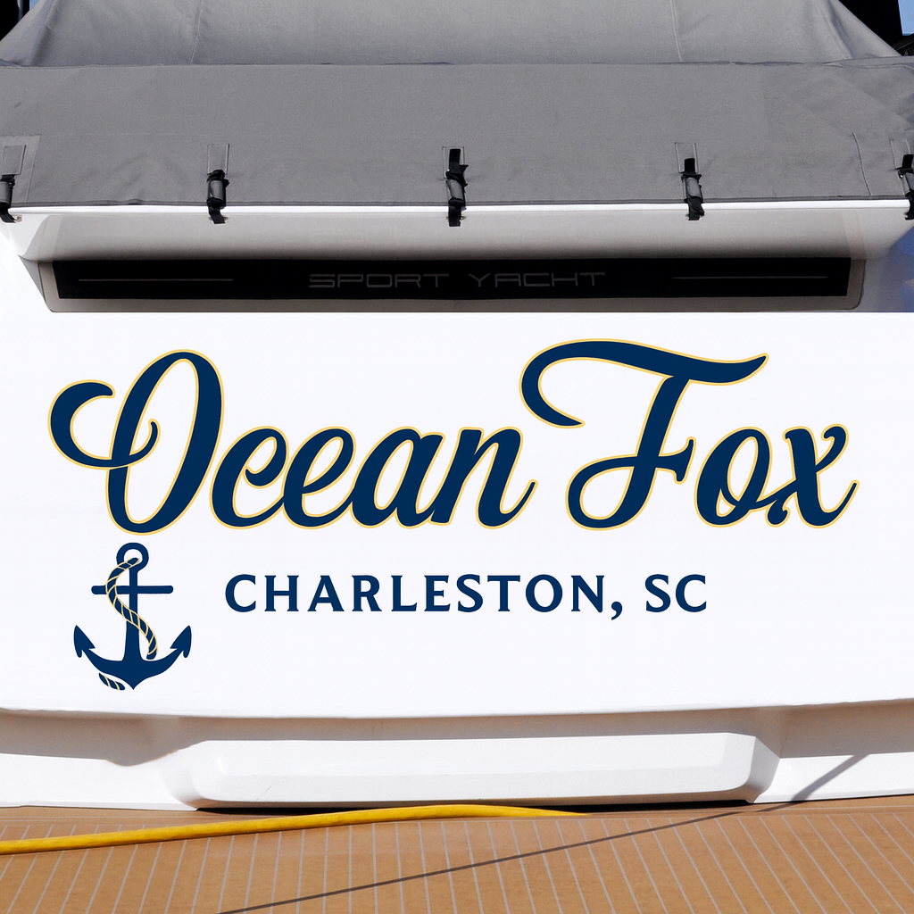 Custom Boat Stern Decal Sticker Sign | Boat Stern Name & Hailing City (Port) Sign