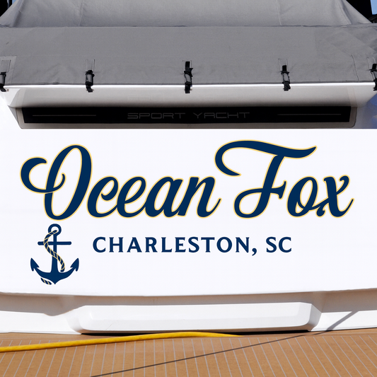 Custom Boat Stern Decal Sticker Sign | Boat Stern Name & Hailing City (Port) Sign