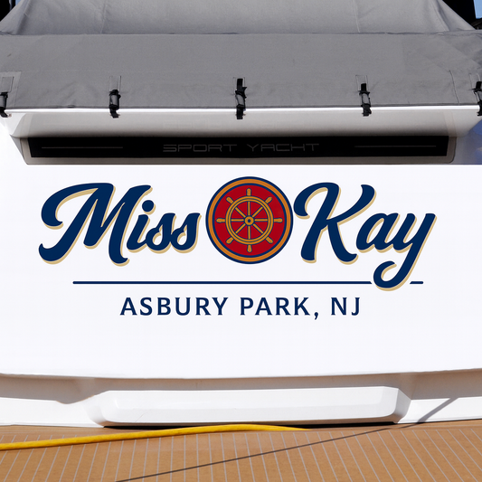 Custom Boat Stern Decal Sticker Sign | Boat Stern Name & Hailing City (Port) Sign