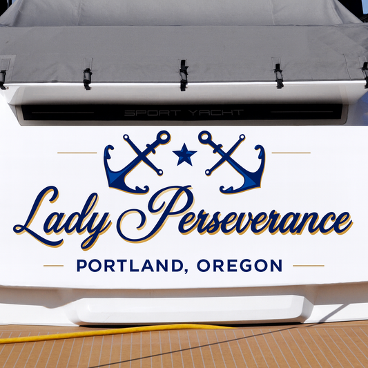 Custom Boat Stern Decal Sticker Sign | Boat Stern Name & Hailing City (Port) Sign