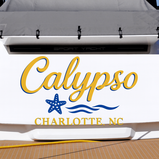 Custom Boat Stern Decal Sticker Sign | Boat Stern Name & Hailing City (Port) Sign