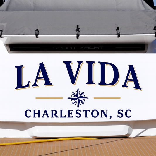 Custom Boat Stern Decal Sticker Sign | Boat Stern Name & Hailing City (Port) Sign