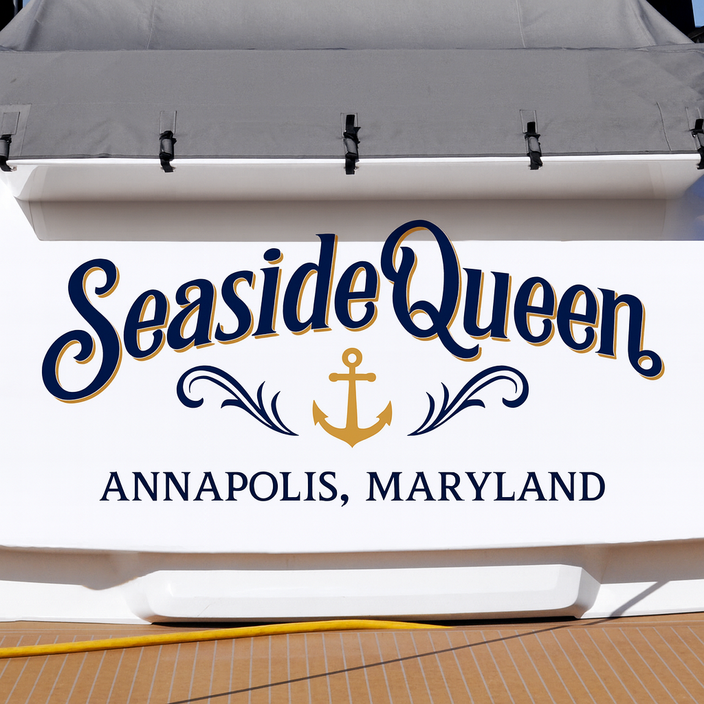 Custom Boat Stern Decal Sticker Sign | Boat Stern Name & Hailing City (Port) Sign