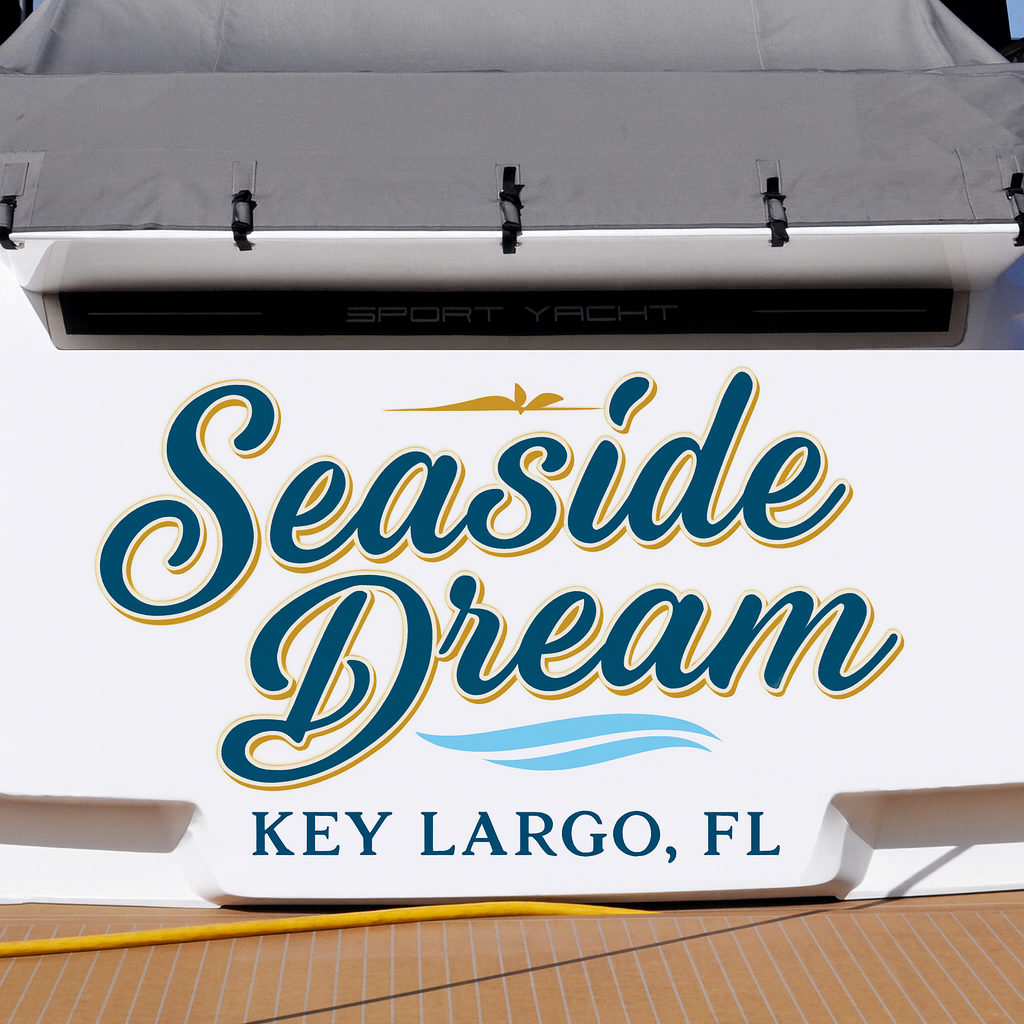 Custom Boat Stern Decal Sticker Sign | Boat Stern Name & Hailing City (Port) Sign