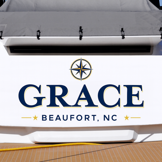 Custom Boat Stern Decal Sticker Sign | Boat Stern Name & Hailing City (Port) Sign