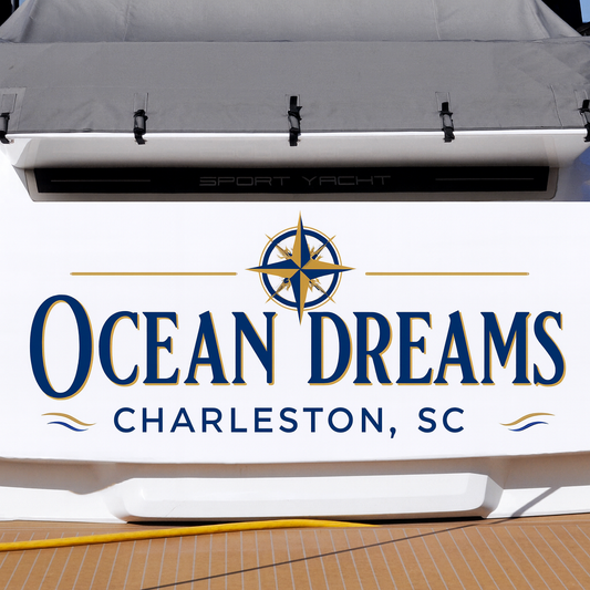 Custom Boat Stern Decal Sticker Sign | Boat Stern Name & Hailing City (Port) Sign