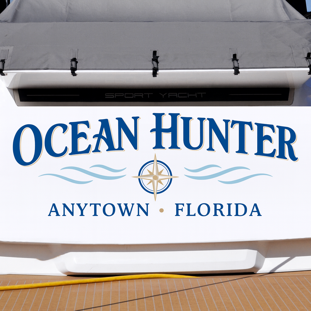 Custom Boat Stern Decal Sticker Sign | Boat Stern Name & Hailing City (Port) Sign