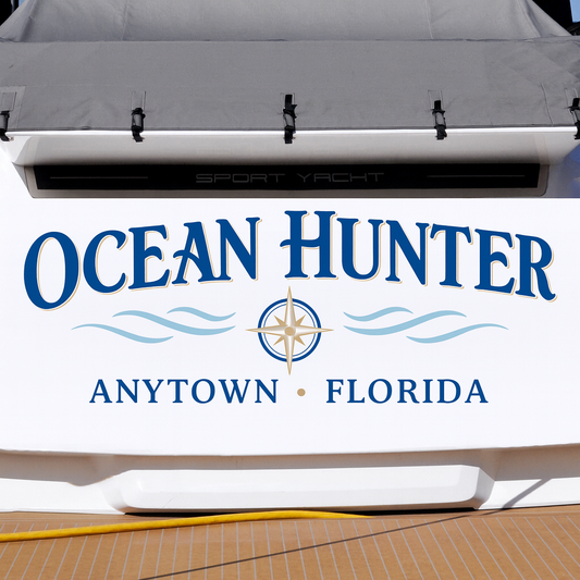 Custom Boat Stern Decal Sticker Sign | Boat Stern Name & Hailing City (Port) Sign