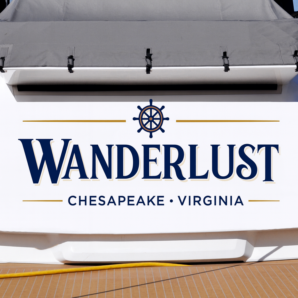 Custom Boat Stern Decal Sticker Sign | Boat Stern Name & Hailing City (Port) Sign