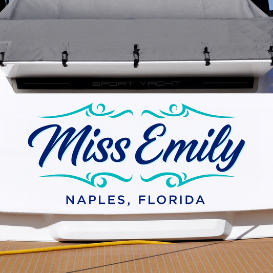 Custom Boat Stern Decal Sticker Sign | Boat Stern Name & Hailing City (Port) Sign