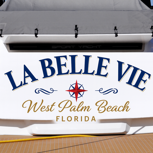 Custom Boat Stern Decal Sticker Sign | Boat Stern Name & Hailing City (Port) Sign