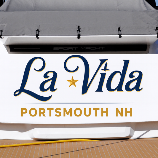 Custom Boat Stern Decal Sticker Sign | Boat Stern Name & Hailing City (Port) Sign